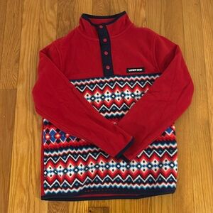 Lands’ End, sweater, Boys 8(M), boys Heritage Fleece Snap Neck Pullover